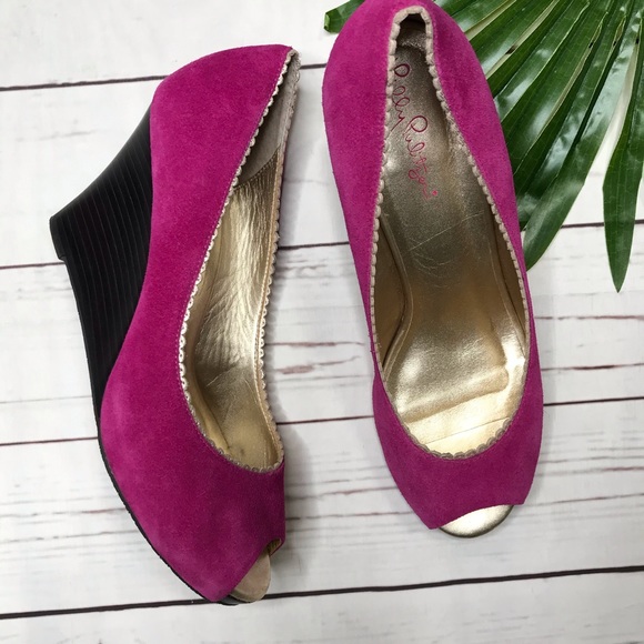 Lilly Pulitzer Shoes - •Lilly Pulitzer• sz 8.5 hot pink wedges